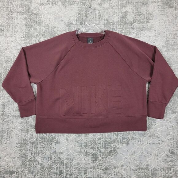 Nike Top Womens 2X Burgundy Plus Dry Versa Cropped Training Pullover Sweatshirt - Picture 1 of 10